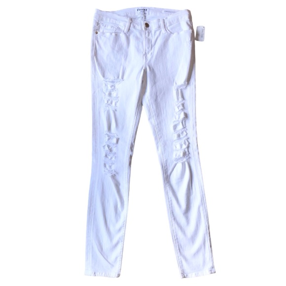 Structured White Denim Skinnys main image 1